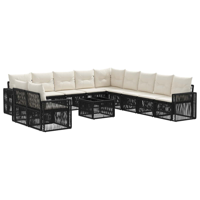 Set de canapele pentru grădină 12 pcs Negru și Alb crem - WALTI WALTI