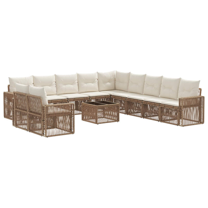 Set de canapele pentru grădină 12 pcs Bej și alb crem poliratan - WALTI WALTI