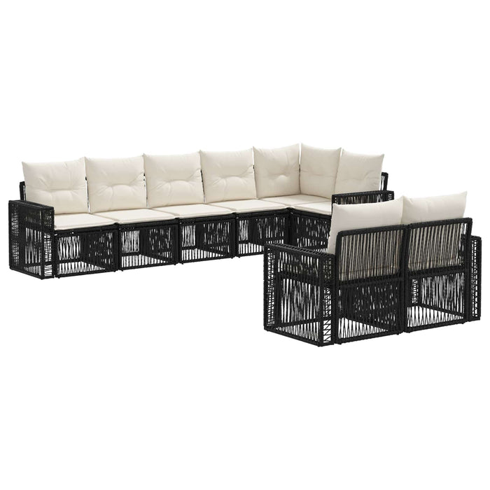 Set de canapele pentru grădină 8 pcs Negru și Alb crem WALTI