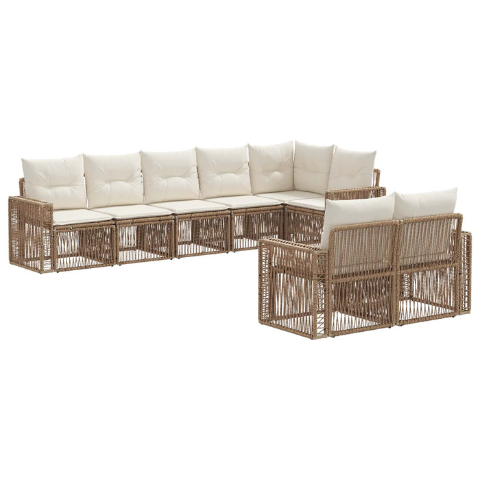 Set de canapele pentru grădină 8 pcs Bej și alb crem poliratan WALTI
