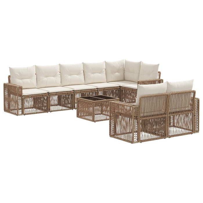 Set de canapele pentru grădină 9 pcs Bej și alb crem poliratan - WALTI WALTI