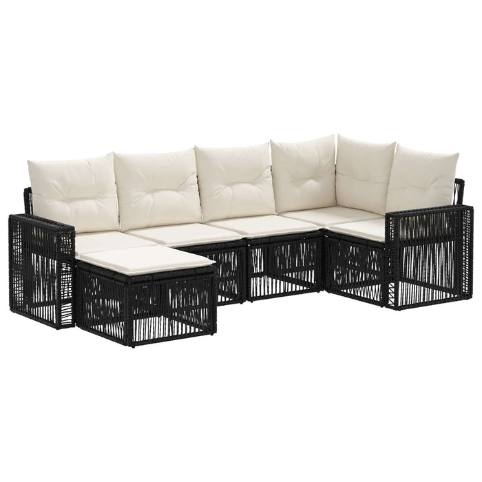 Set de canapele pentru grădină 6 pcs Negru și Alb crem WALTI