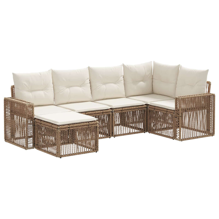 Set de canapele pentru grădină 6 pcs Bej și alb crem poliratan WALTI