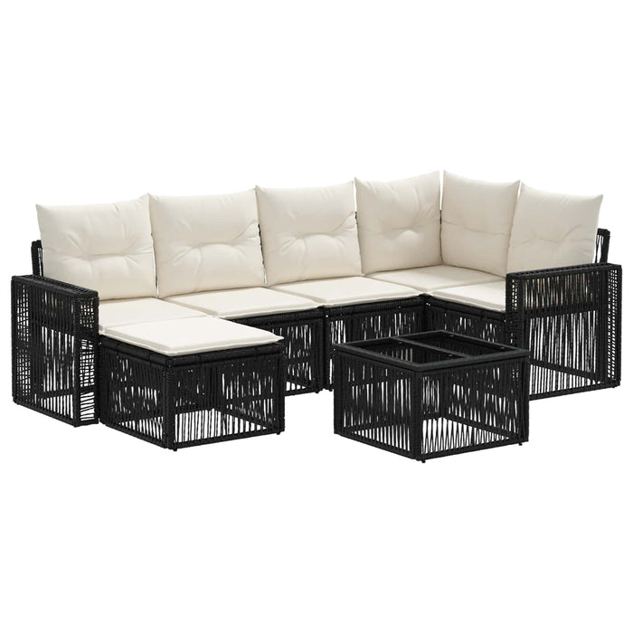 Set de canapele pentru grădină 7 pcs Negru și Alb crem - WALTI WALTI
