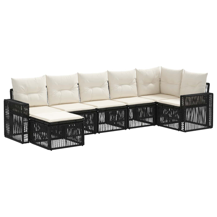 Set de canapele pentru grădină 7 pcs Negru și Alb crem WALTI