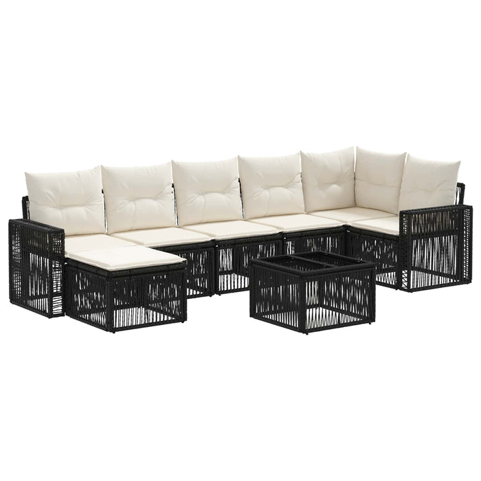 Set de canapele pentru grădină 8 pcs Negru și Alb crem - WALTI WALTI
