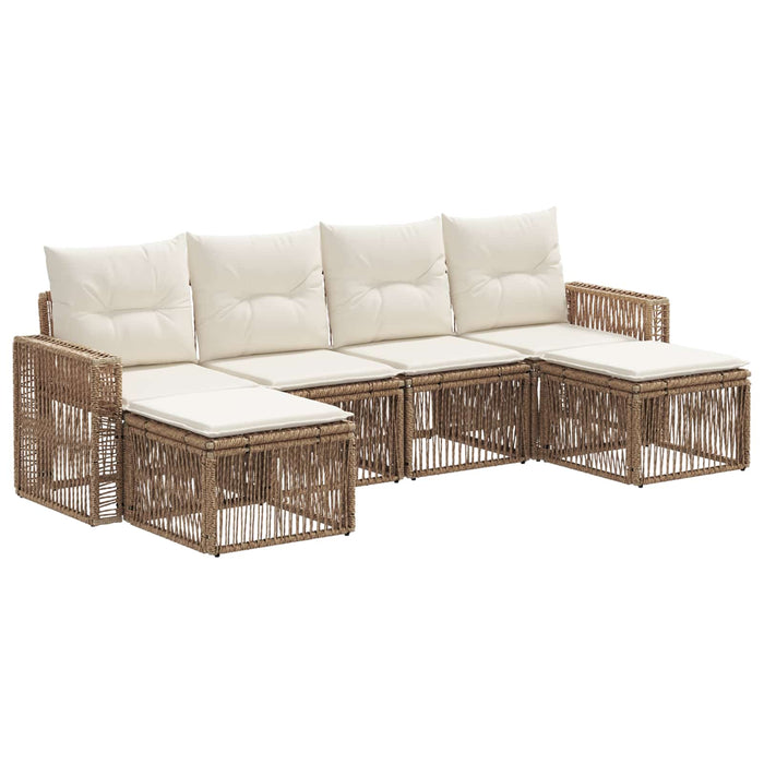 Set de canapele pentru grădină 6 pcs Bej și alb crem poliratan WALTI