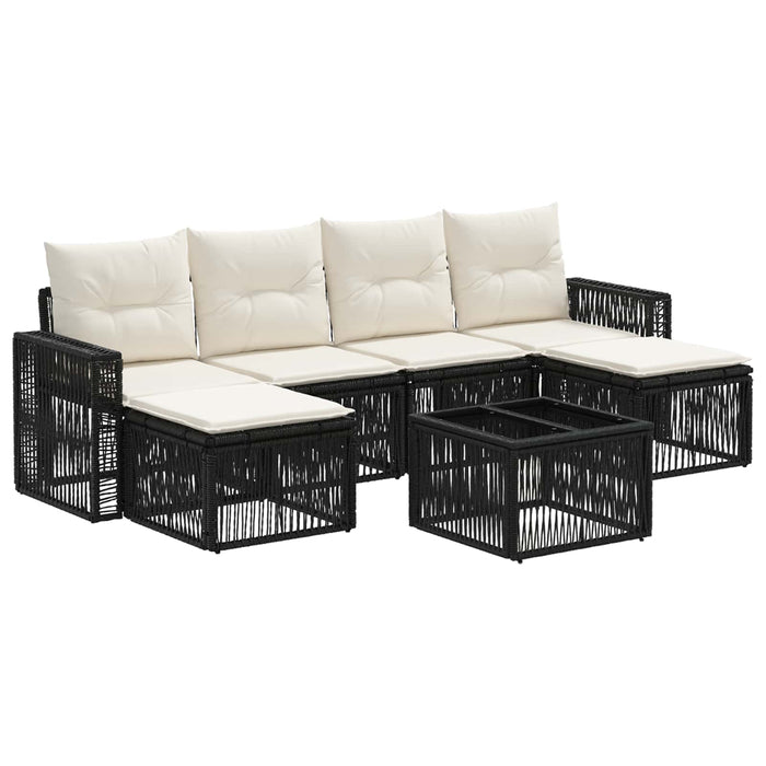 Set de canapele pentru grădină 7 pcs Negru și Alb crem - WALTI WALTI