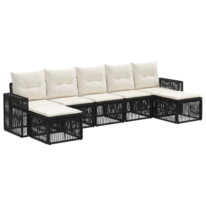 Set de canapele pentru grădină 7 pcs Negru și Alb crem WALTI