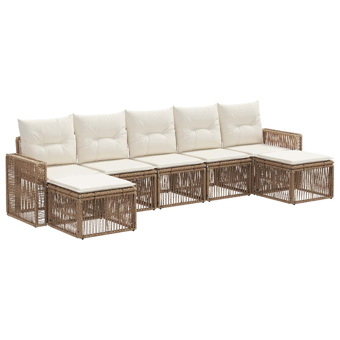 Set de canapele pentru grădină 7 pcs Bej și alb crem poliratan WALTI