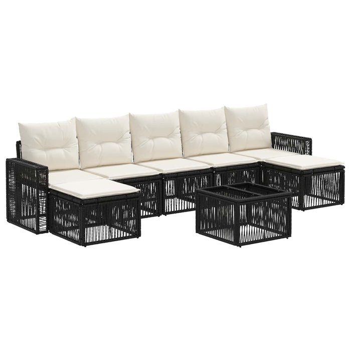 Set de canapele pentru grădină 8 pcs Negru și Alb crem - WALTI WALTI