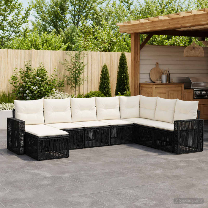 Set de canapele pentru grădină 8 pcs Negru și Alb crem - WALTI WALTI