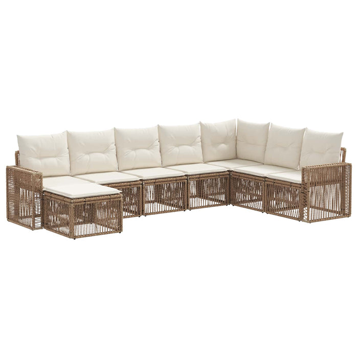 Set de canapele pentru grădină 8 pcs Bej și alb crem poliratan WALTI