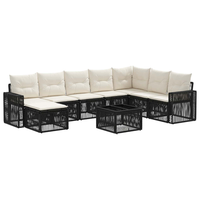 Set de canapele pentru grădină 9 pcs Negru și Alb crem - WALTI WALTI