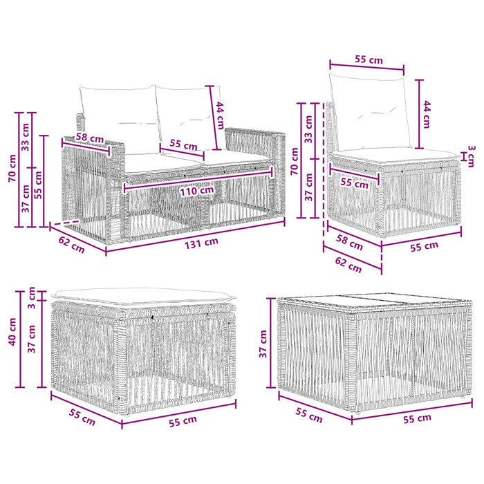 Set de canapele pentru grădină 10 pcs Bej și alb crem poliratan - WALTI WALTI