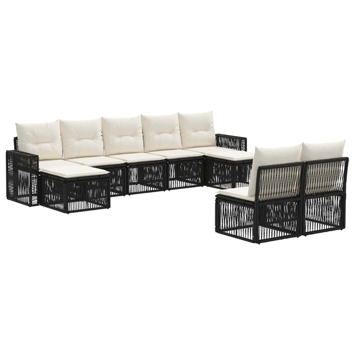 Set de canapele pentru grădină 9 pcs Negru și Alb crem WALTI