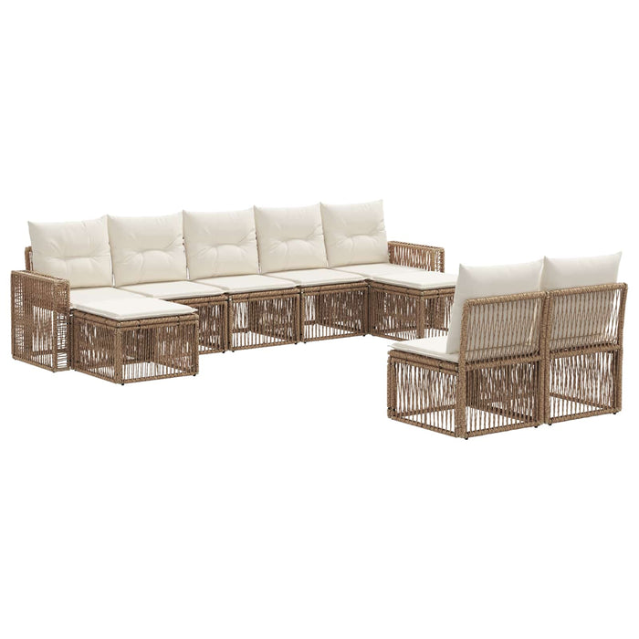 Set de canapele pentru grădină 9 pcs Bej și alb crem poliratan WALTI