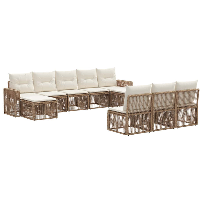 Set de canapele pentru grădină 10 pcs Bej și alb crem poliratan WALTI