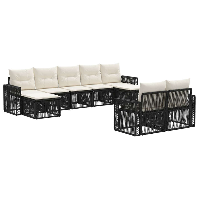 Set de canapele pentru grădină 9 pcs Negru și Alb crem WALTI