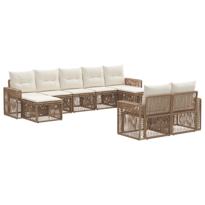 Set de canapele pentru grădină 9 pcs Bej și alb crem poliratan WALTI