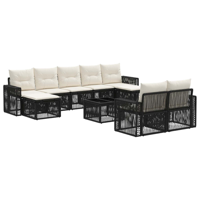 Set de canapele pentru grădină 10 pcs Negru și Alb crem - WALTI WALTI