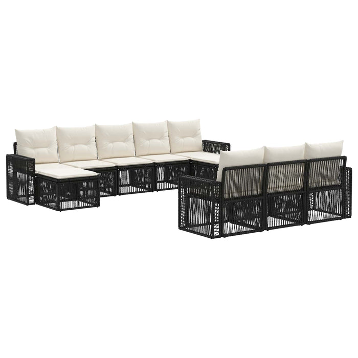 Set de canapele pentru grădină 10 pcs Negru și Alb crem WALTI