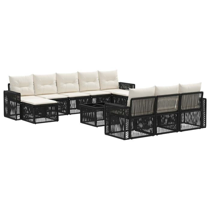Set de canapele pentru grădină 11 pcs Negru și Alb crem - WALTI WALTI