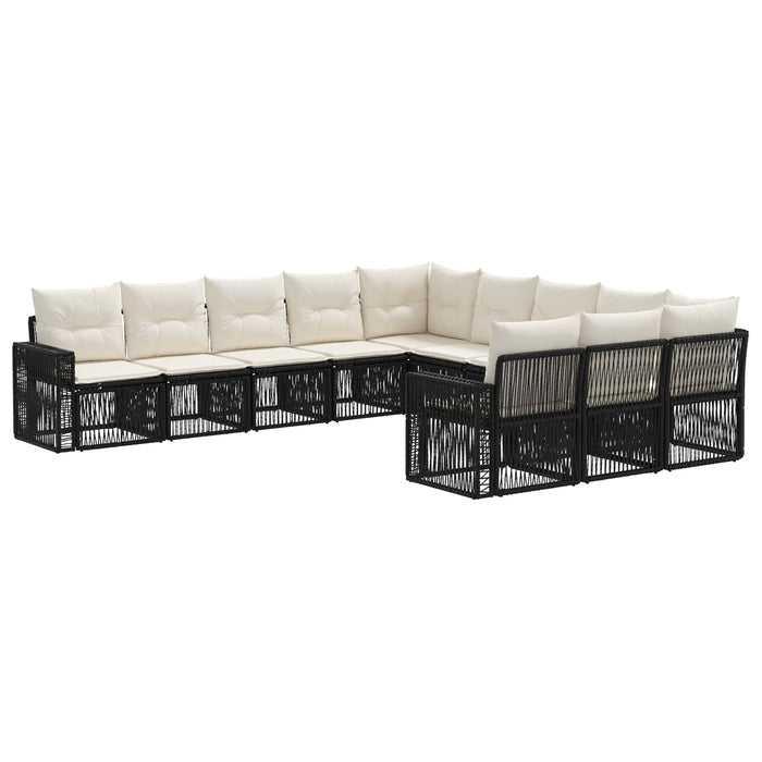 Set de canapele pentru grădină 11 pcs Negru și Alb crem WALTI