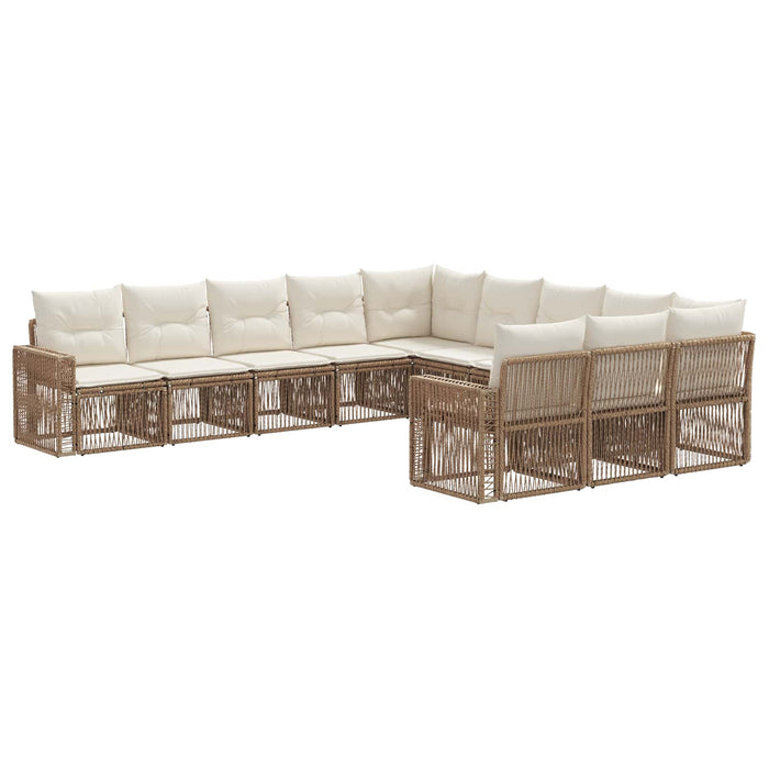 Set de canapele pentru grădină 11 pcs Bej și alb crem poliratan WALTI