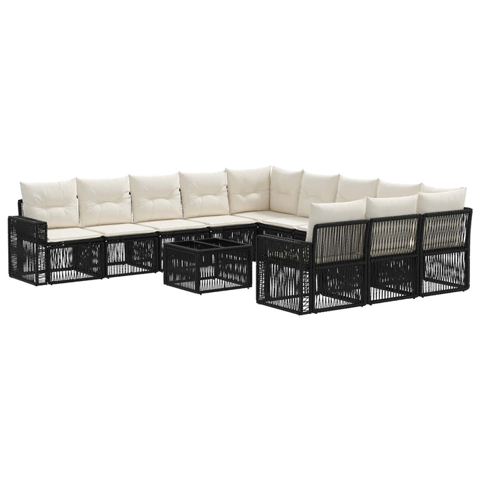 Set de canapele pentru grădină 12 pcs Negru și Alb crem - WALTI WALTI