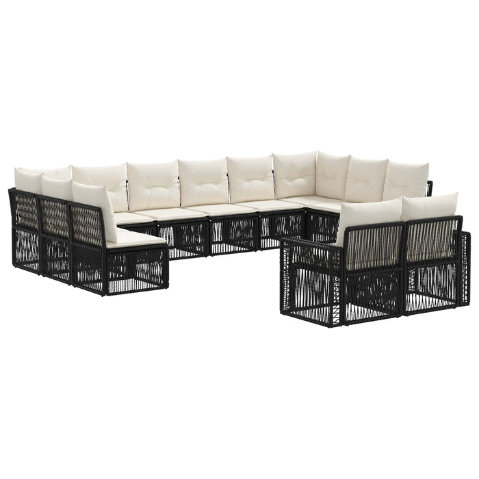 Set de canapele pentru grădină 12 pcs Negru și Alb crem WALTI