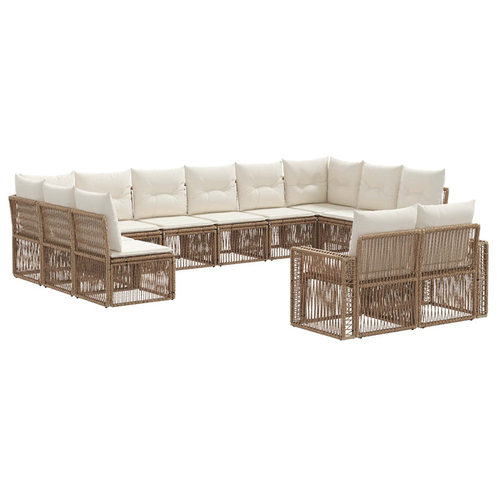 Set de canapele pentru grădină 12 pcs Bej și alb crem poliratan WALTI