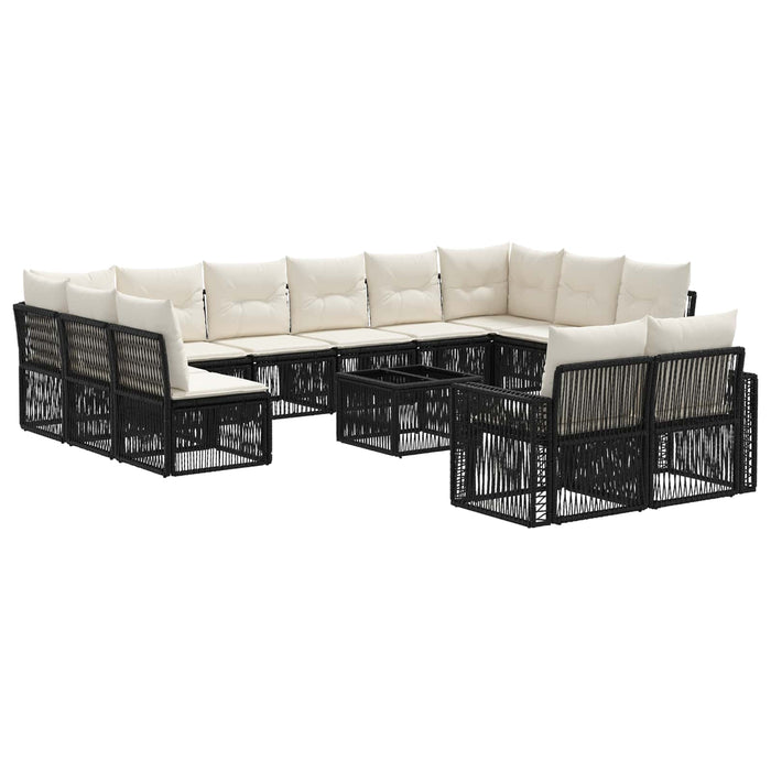 Set de canapele pentru grădină 13 pcs Negru și Alb crem - WALTI WALTI