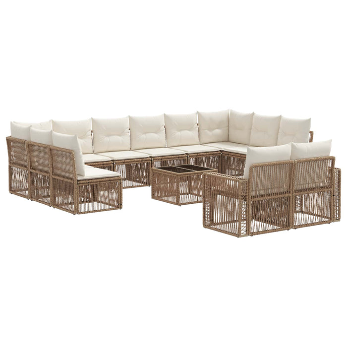 Set de canapele pentru grădină 13 pcs Bej și alb crem poliratan - WALTI WALTI