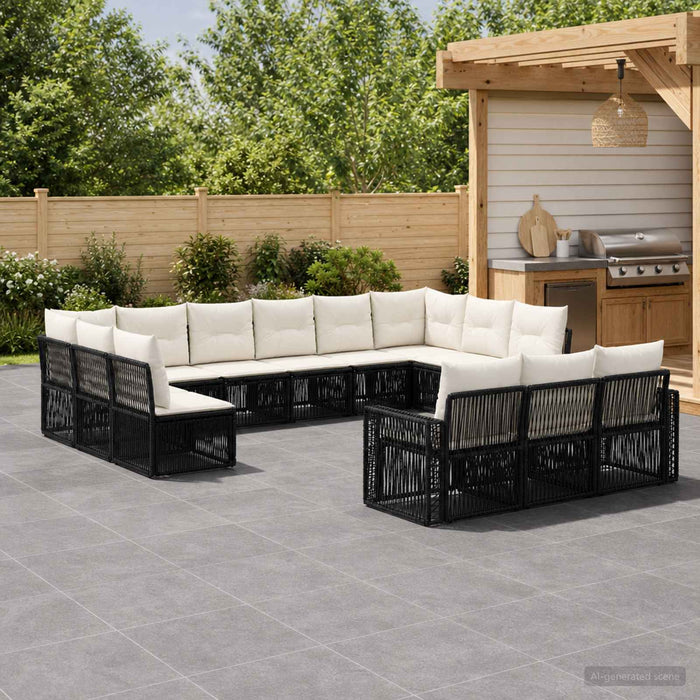Set de canapele pentru grădină 13 pcs Negru și Alb crem - WALTI WALTI