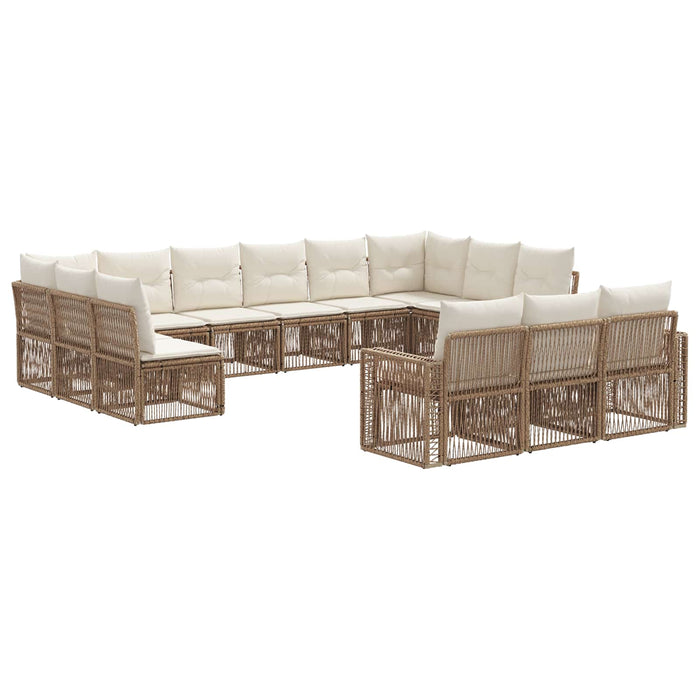 Set de canapele pentru grădină 13 pcs Bej și alb crem poliratan WALTI
