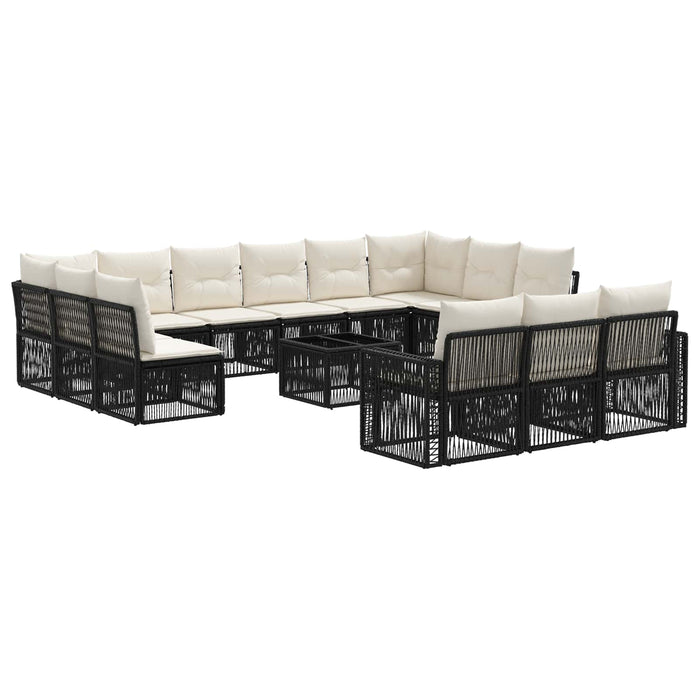 Set de canapele pentru grădină 14 pcs Negru și Alb crem - WALTI WALTI