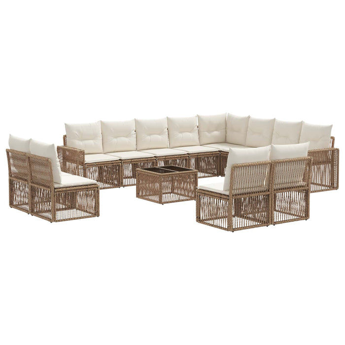 Set de canapele pentru grădină 13 pcs Bej și alb crem poliratan - WALTI WALTI