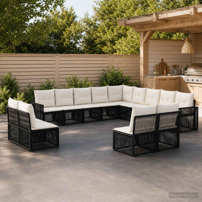 Set de canapele pentru grădină 13 pcs Negru și Alb crem - WALTI WALTI