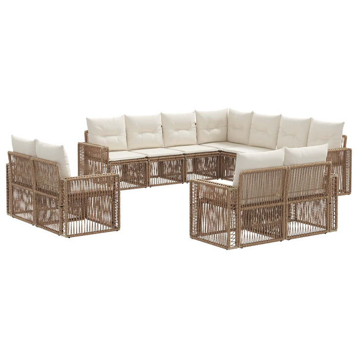 Set de canapele pentru grădină 11 pcs Bej și alb crem poliratan WALTI