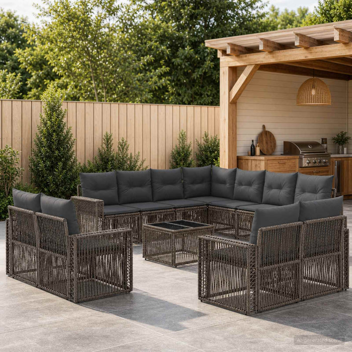 Set de canapele pentru grădină 12 pcs Gri și gri închis - WALTI WALTI