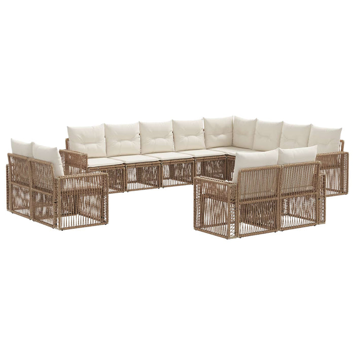 Set de canapele pentru grădină 12 pcs Bej și alb crem poliratan WALTI