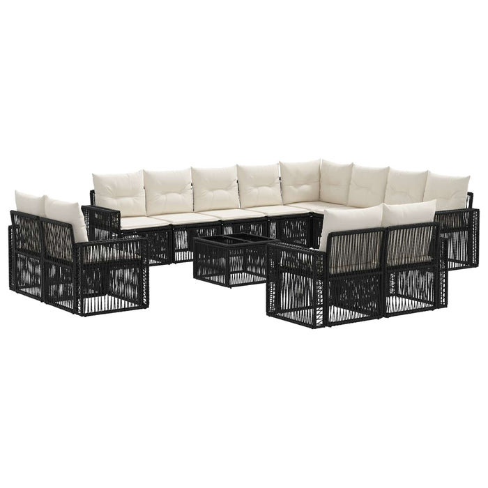 Set de canapele pentru grădină 13 pcs Negru și Alb crem - WALTI WALTI