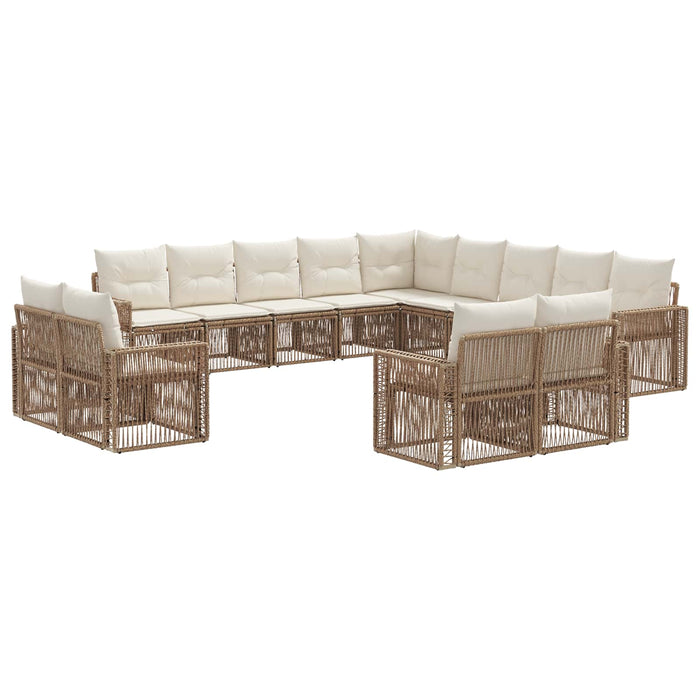 Set de canapele pentru grădină 13 pcs Bej și alb crem poliratan WALTI