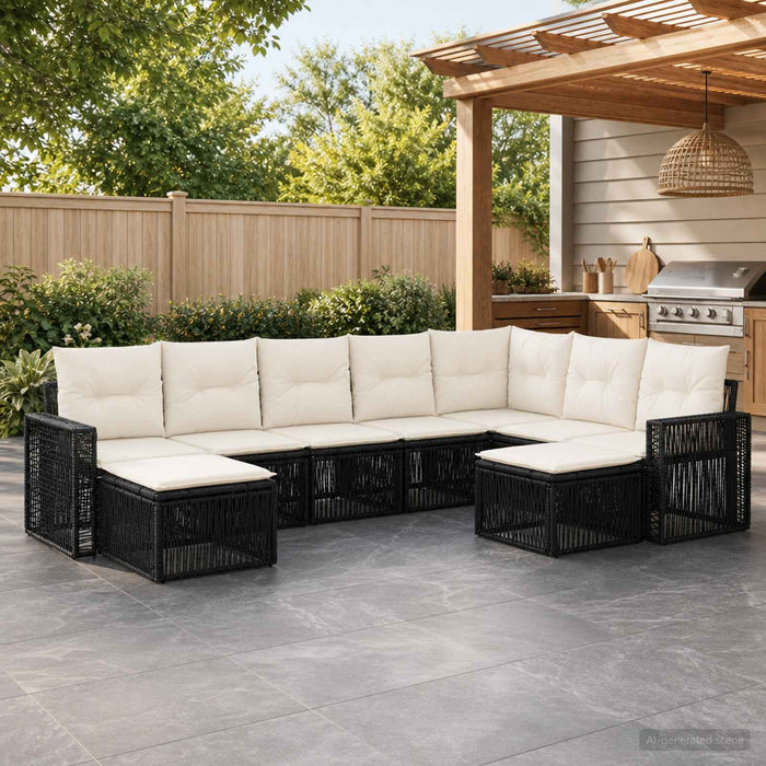 Set de canapele pentru grădină 9 pcs Negru și Alb crem - WALTI WALTI