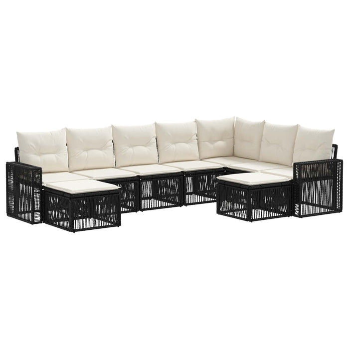 Set de canapele pentru grădină 9 pcs Negru și Alb crem WALTI