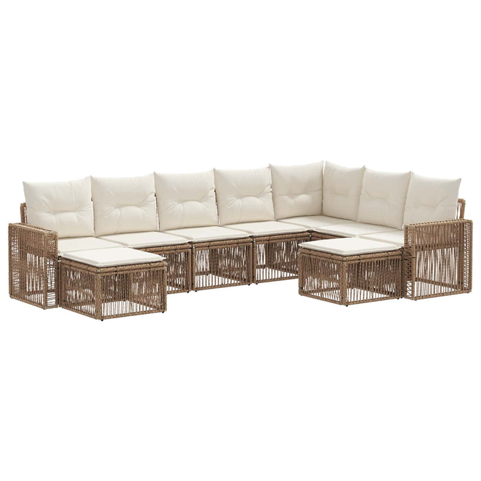 Set de canapele pentru grădină 9 pcs Bej și alb crem poliratan - WALTI WALTI