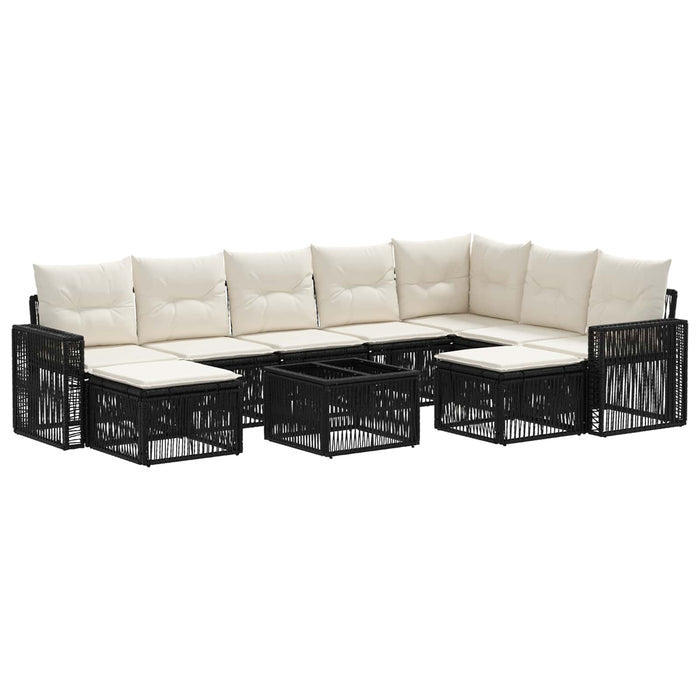 Set de canapele pentru grădină 10 pcs Negru și Alb crem - WALTI WALTI