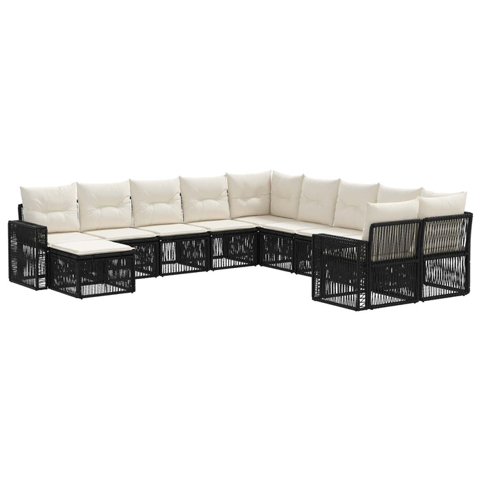 Set de canapele pentru grădină 11 pcs Negru și Alb crem WALTI
