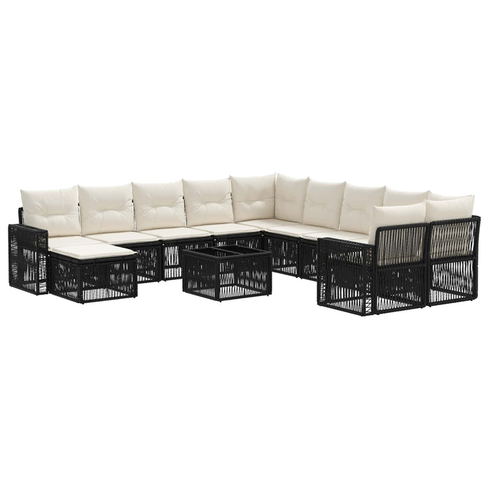 Set de canapele pentru grădină 12 pcs Negru și Alb crem - WALTI WALTI